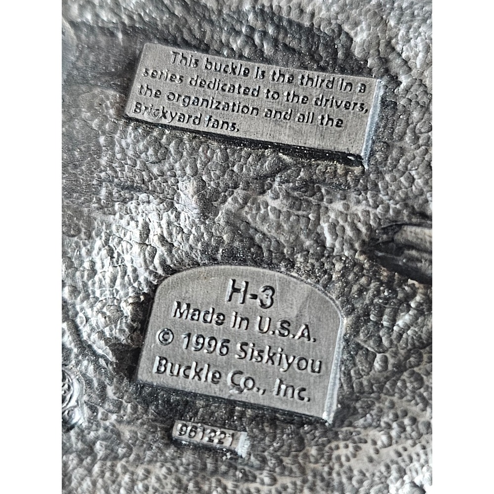 Vintage 1996 Brickyard 400 NASCAR Belt Buckle Siskiyou Made in USA Pewter H-3 - Picture 5 of 7